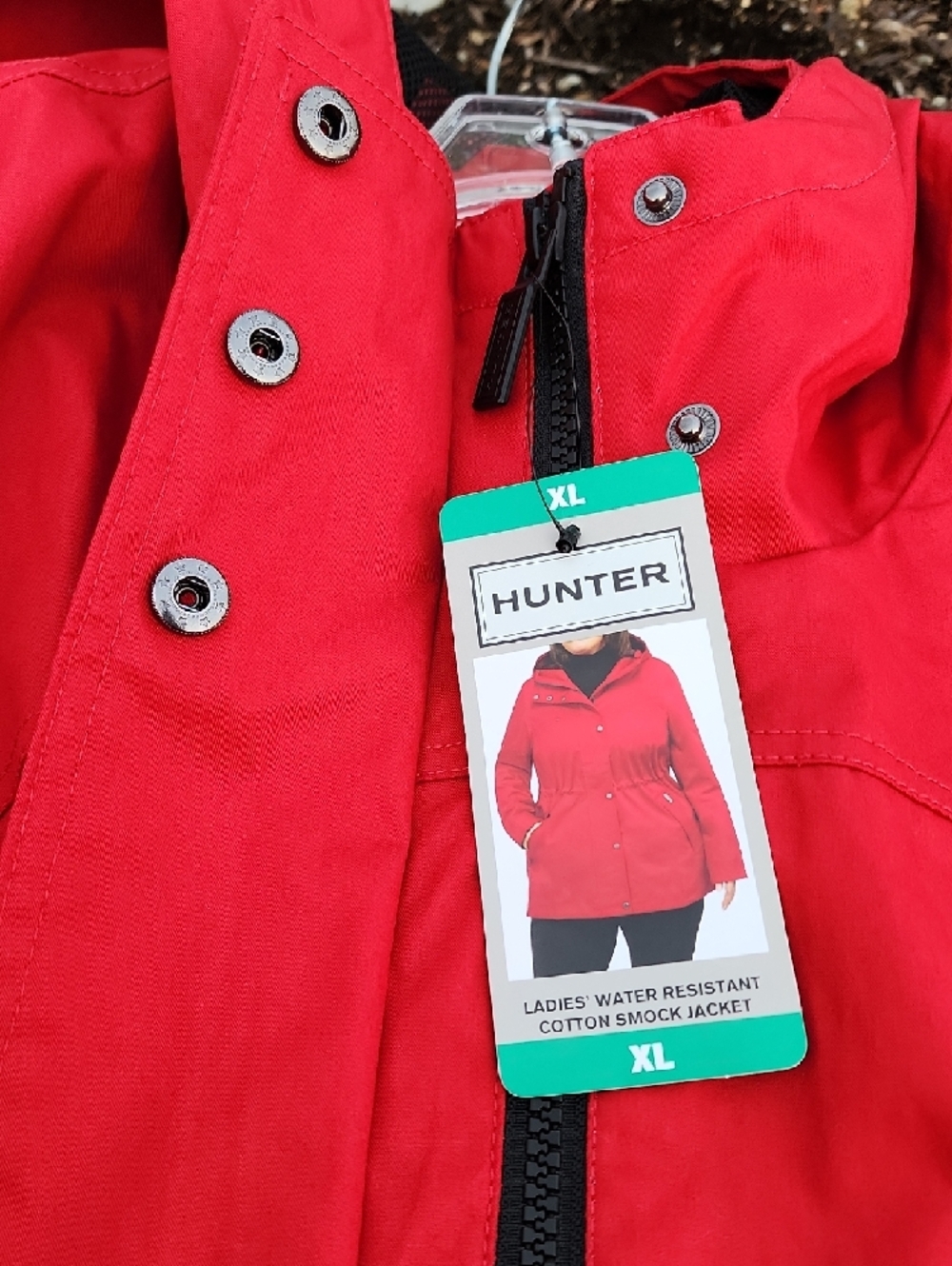 Hunter Red Hooded Water Resistant Cotton Jacket XL - Picture 2 of 13